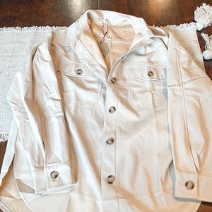 NWT cream faux leather jacket